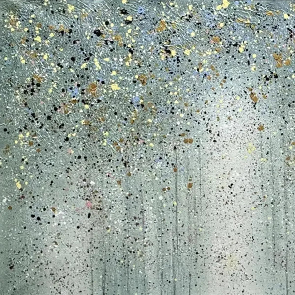 GOLDEN RAIN: Textured Abstract Landscape Painting in Green and Gold