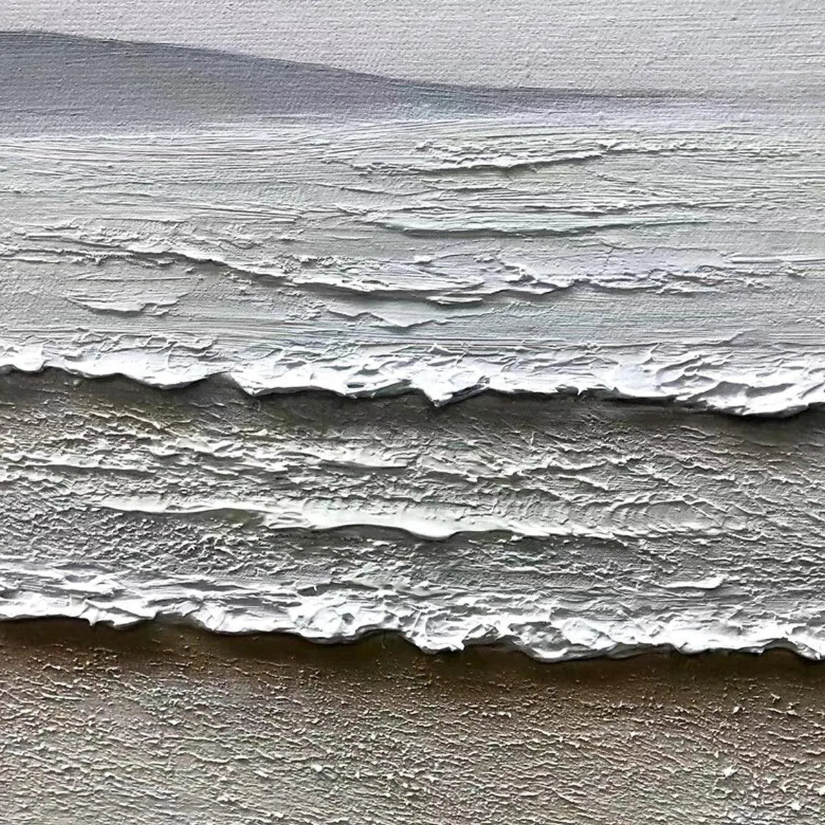 WHISPERING TIDES: Textured Coastal Landscape Painting in Beige and White