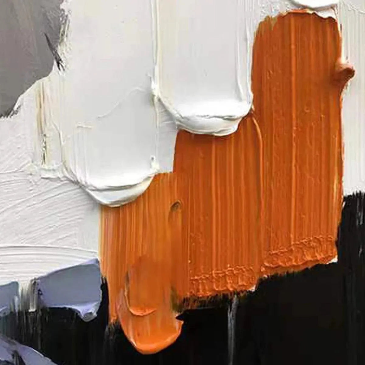 ORANGE BURST: Textured Abstract Painting in Orange, White, and Black for Living Room