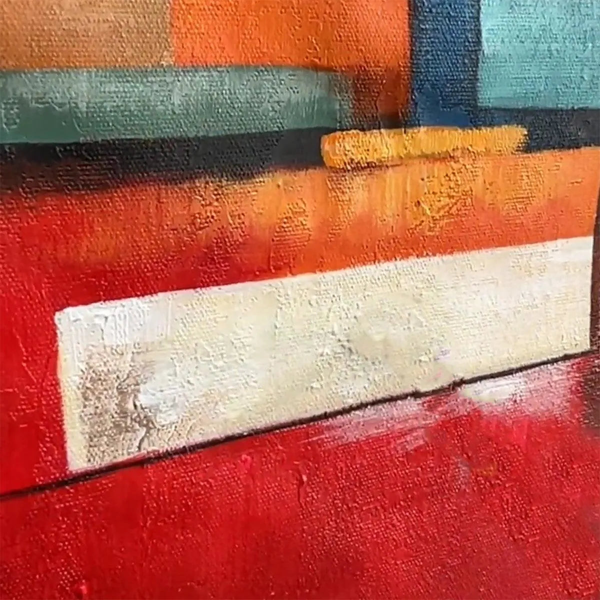 URBAN GEOMETRY: Minimalist Abstract Painting in Red and Gold