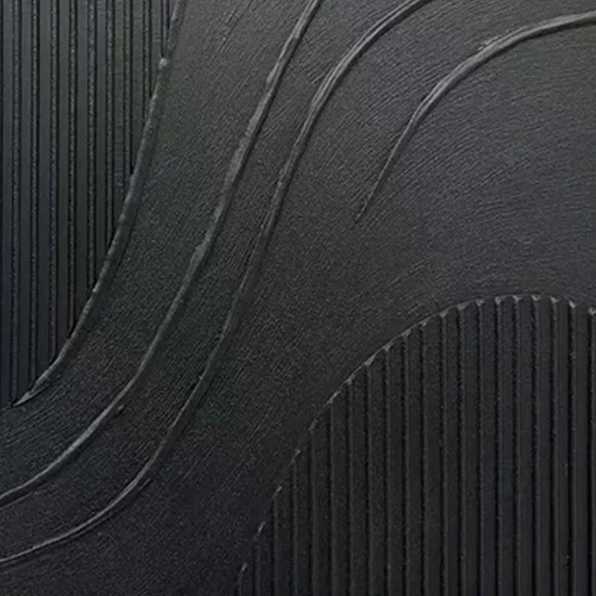 BLACK TEXTURED CURVES: Minimalist Textured Abstract Painting