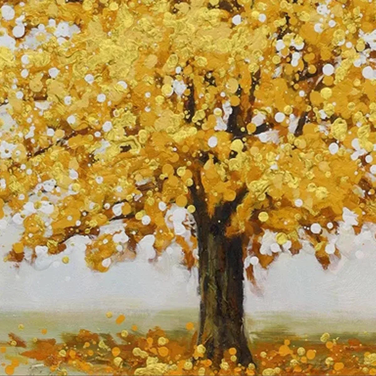 GOLDEN MAJESTY: Textured Golden Tree Painting, Square Wall Art