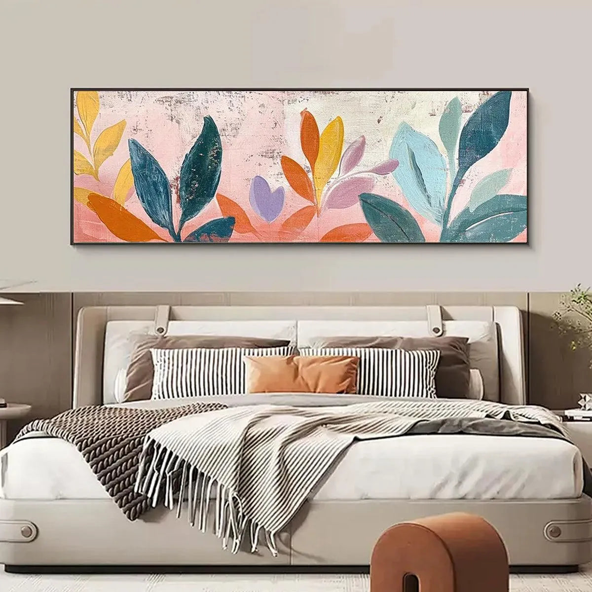 PASTEL BOTANICAL PANORAMIC: Floral Painting, Panoramic Wall Art, Pastel Decor