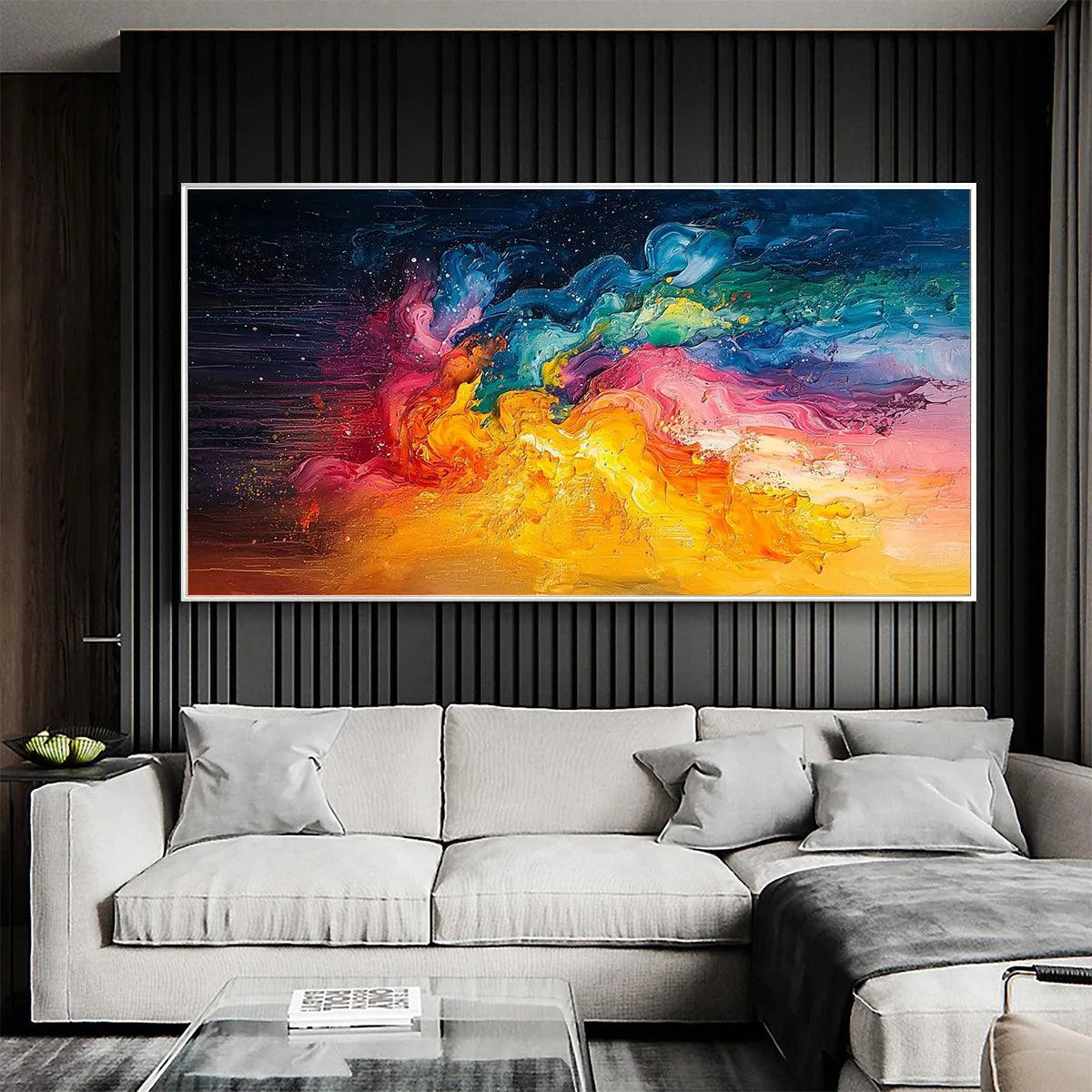 CHROMA NOVA: Panoramic Abstract Rainbow Oil Painting