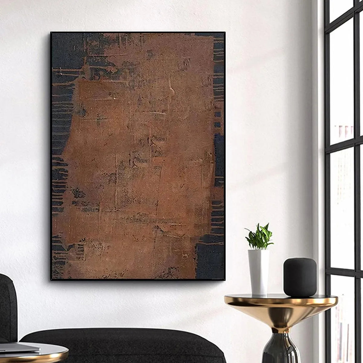 RUSTIC TEXTURE: Textured Abstract Painting in Brown