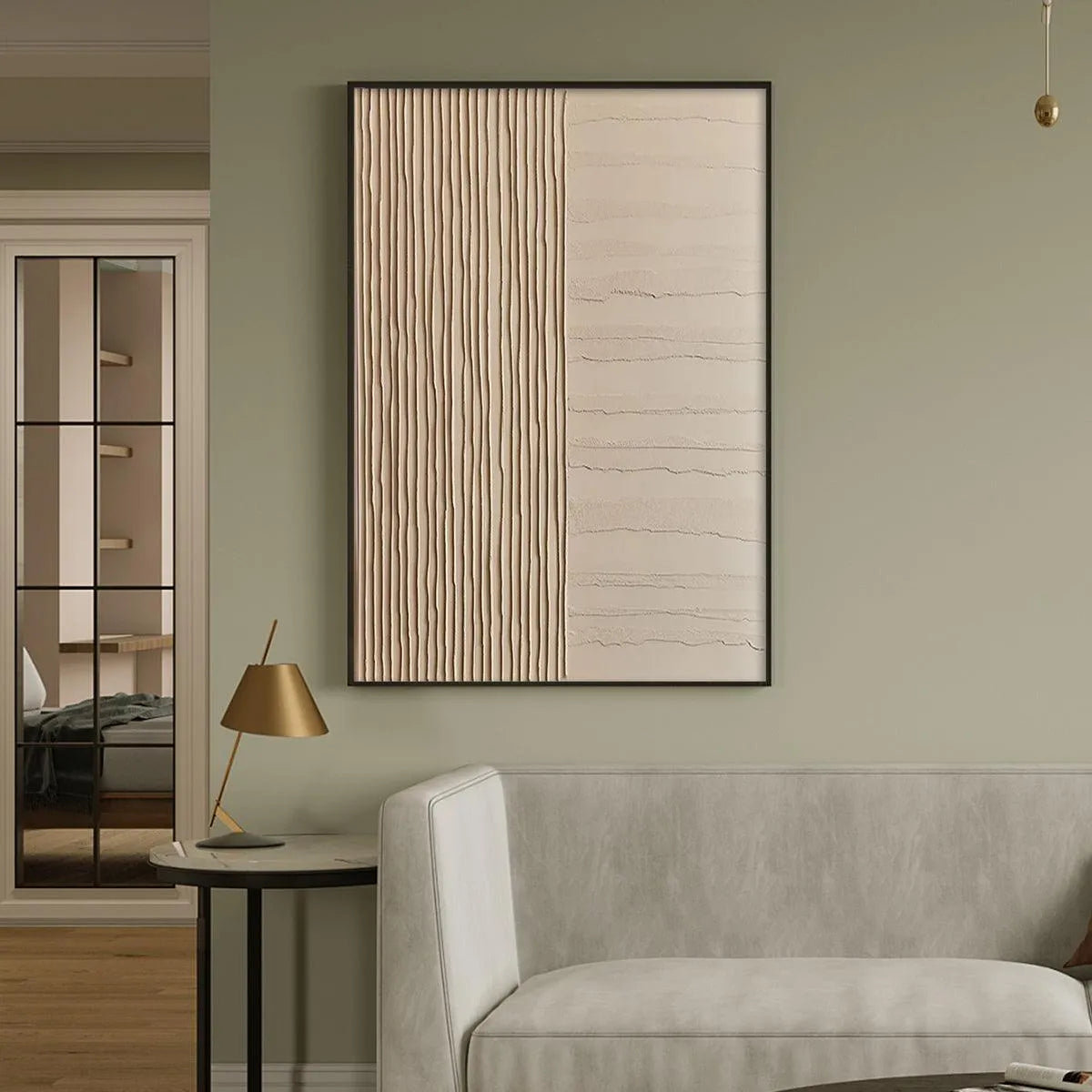 TEXTURED BEIGE LINES: Minimalist Textured Painting