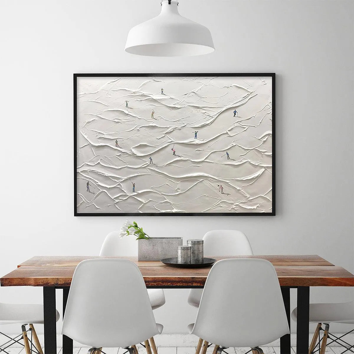 WHITE GREENS: Textured Abstract Golf Landscape Painting for Living Room