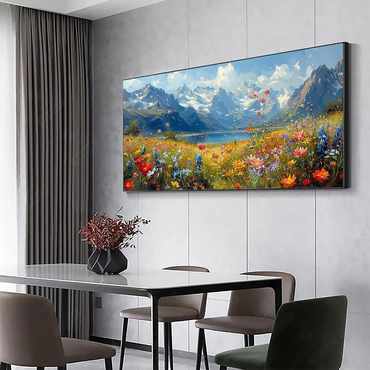 ALPINE MEADOW: Colorful Mountain Landscape Wildflower Painting