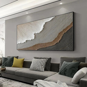 Textured abstract painting 'Earth Tones' by Liam O'Connell in neutral colors.