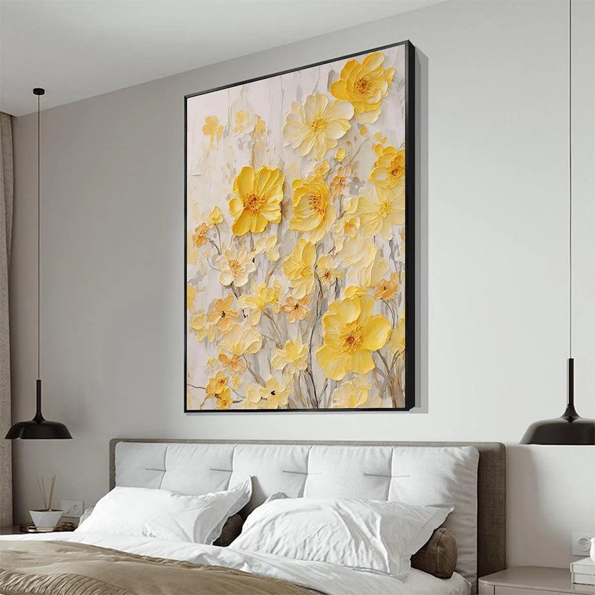 GOLDEN SUNFLOWERS: Textured Impasto Floral Painting in Yellow