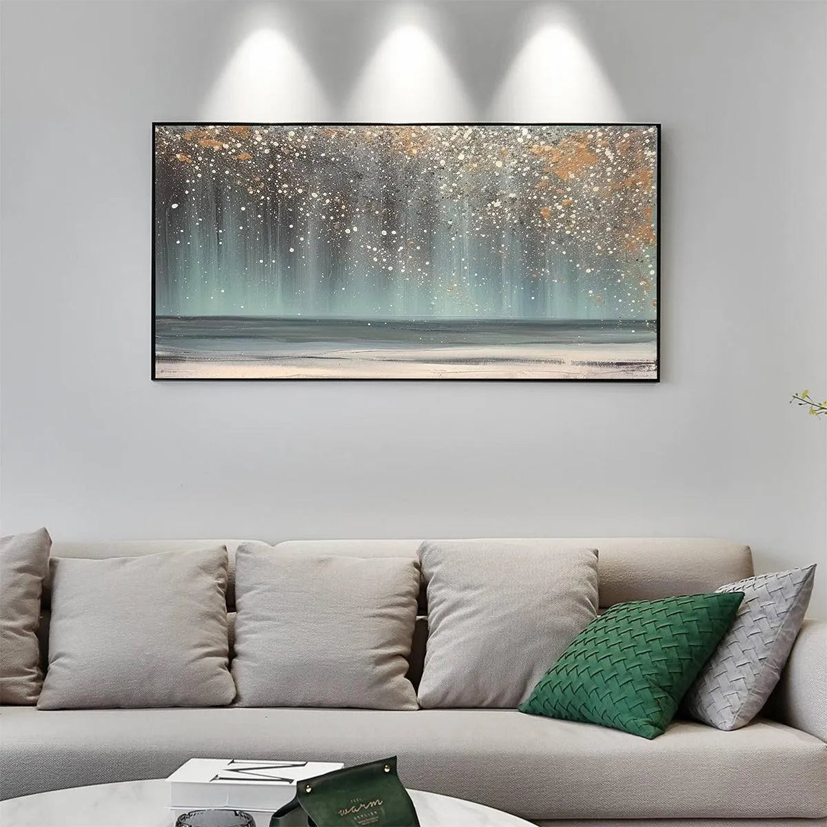 AURORA DUST: Textured Abstract Ocean Painting with Gold Accents