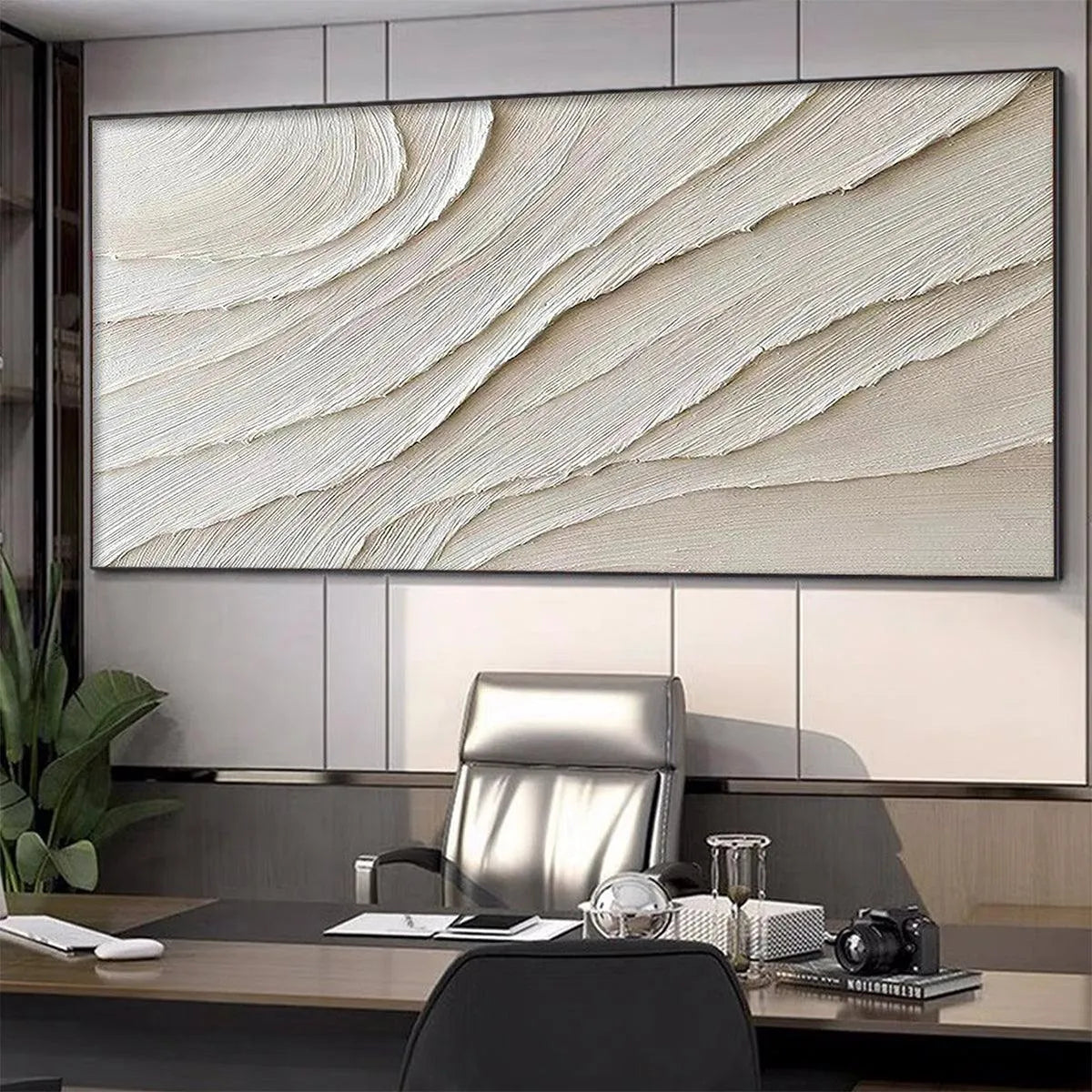 DESERT FLOW: Beige Abstract Minimalist Textured Painting for Living Room