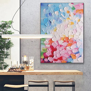 Blooming Bouquet impasto floral painting by Elodie Dubois in vibrant colors, vertical, framed. Modern art for home decor.