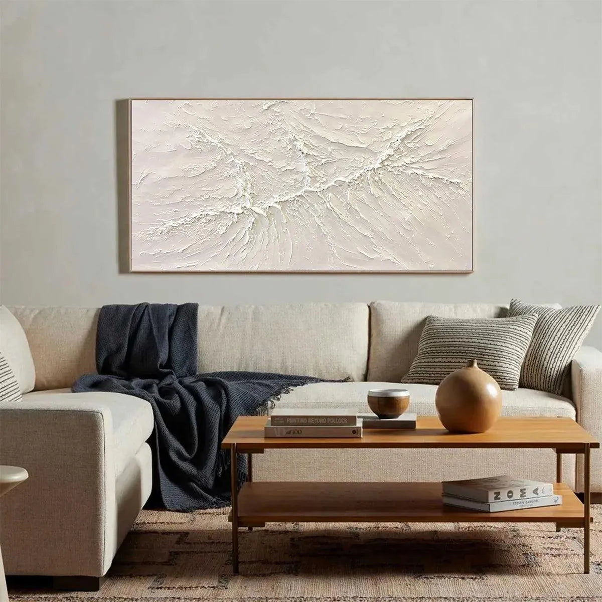 WHITE SANDS: Textured Minimalist Abstract Painting in White