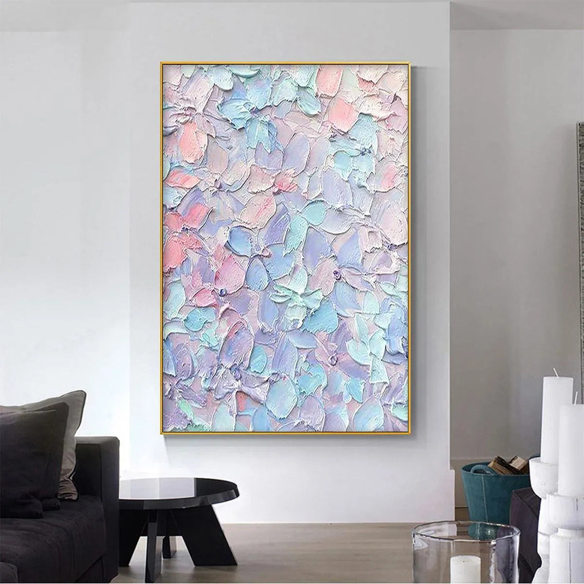 PASTEL DREAM: Textured Impasto Floral Painting in Pink, Blue, and Purple