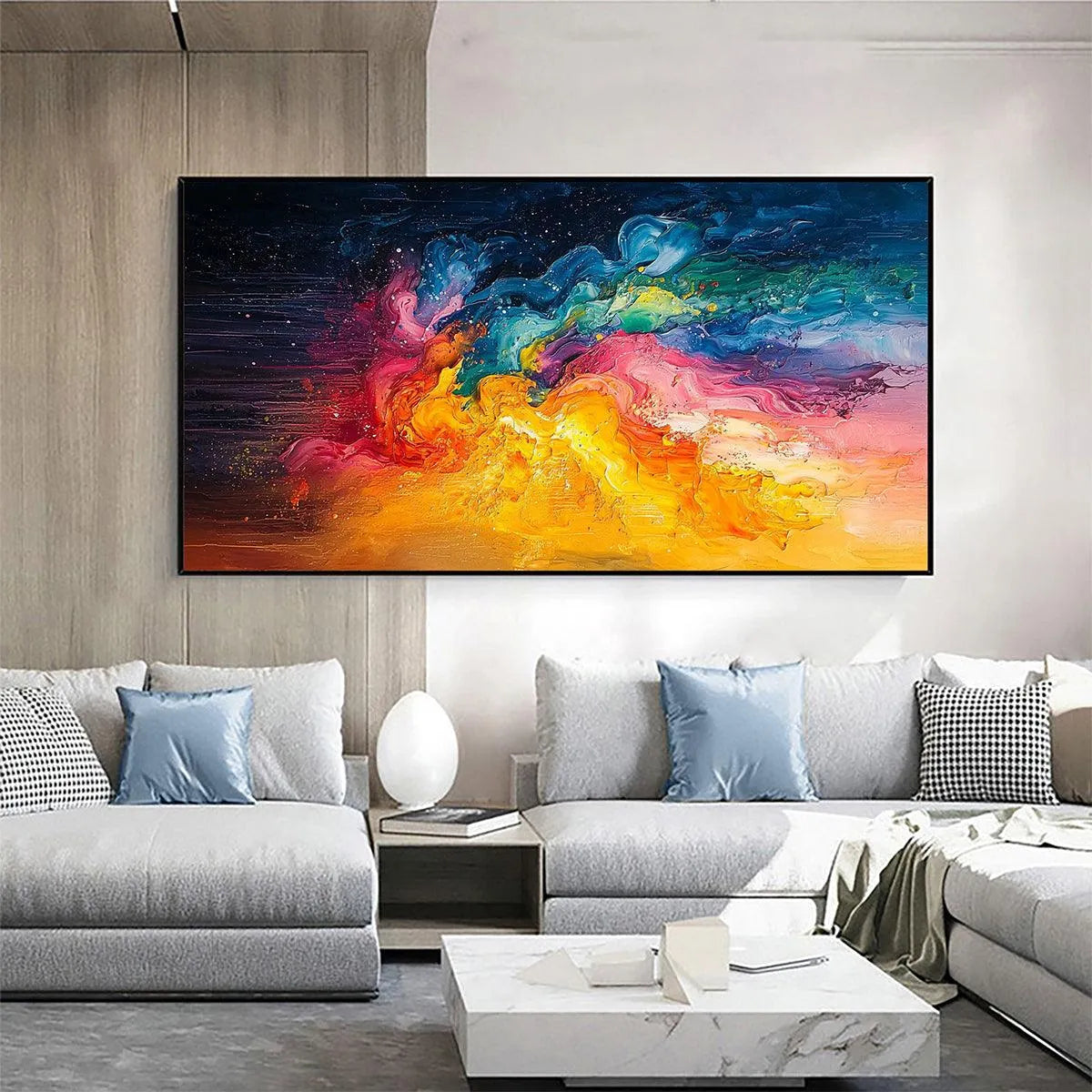 CHROMA NOVA: Panoramic Abstract Rainbow Oil Painting