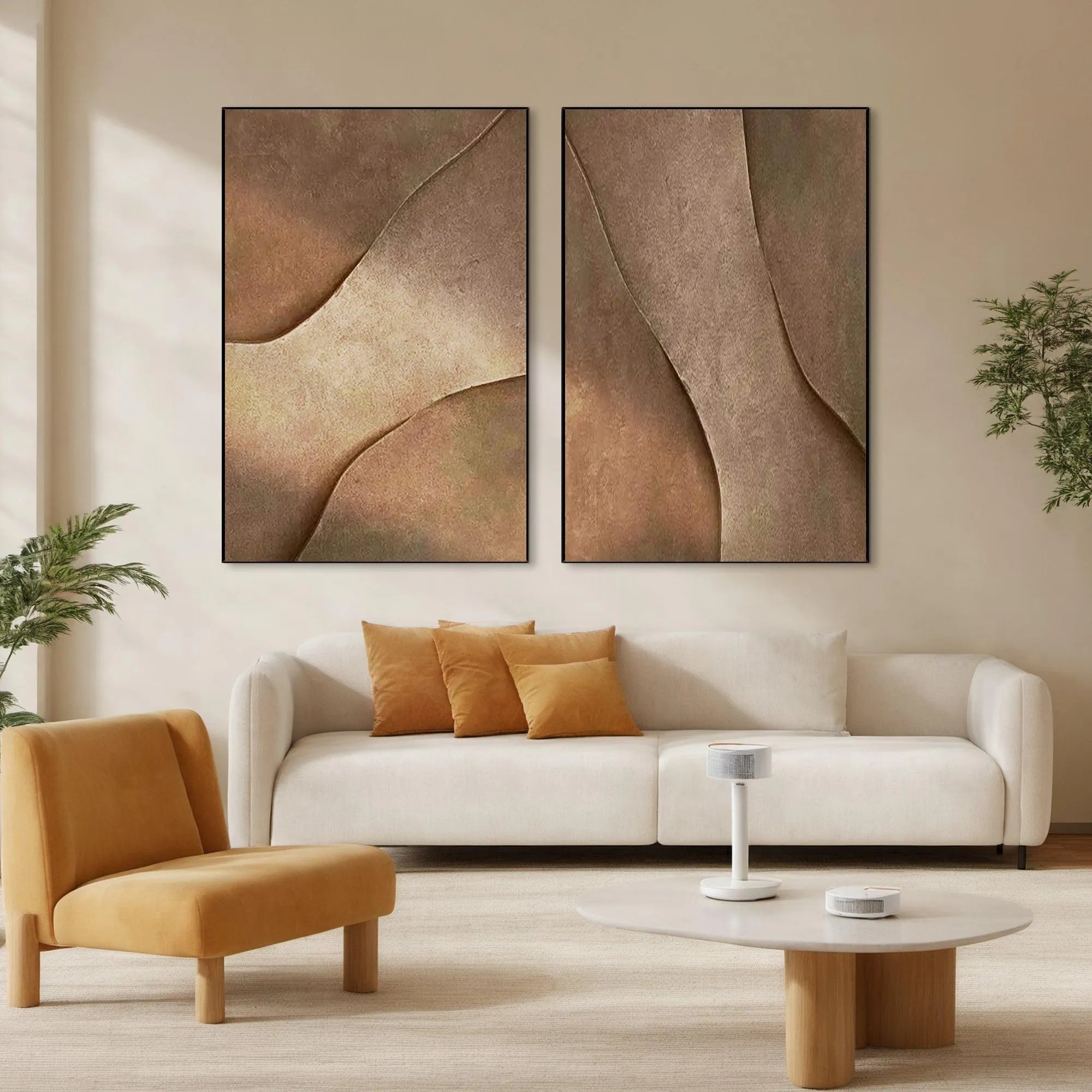 BROWN TEXTURE DUO: Set of 2 Textured Abstract Paintings in Brown