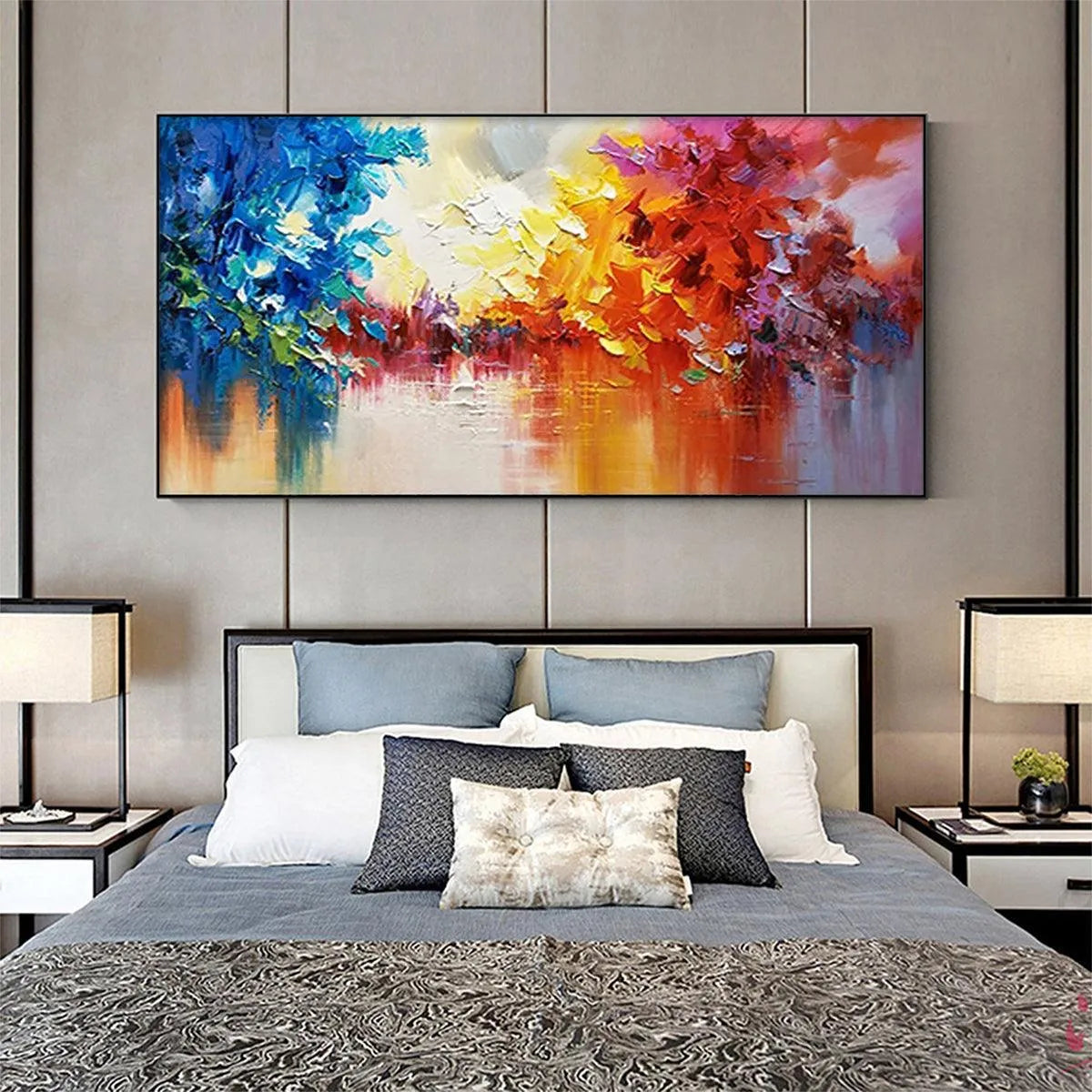 COLORFUL REFLECTIONS: Textured Abstract Landscape Painting