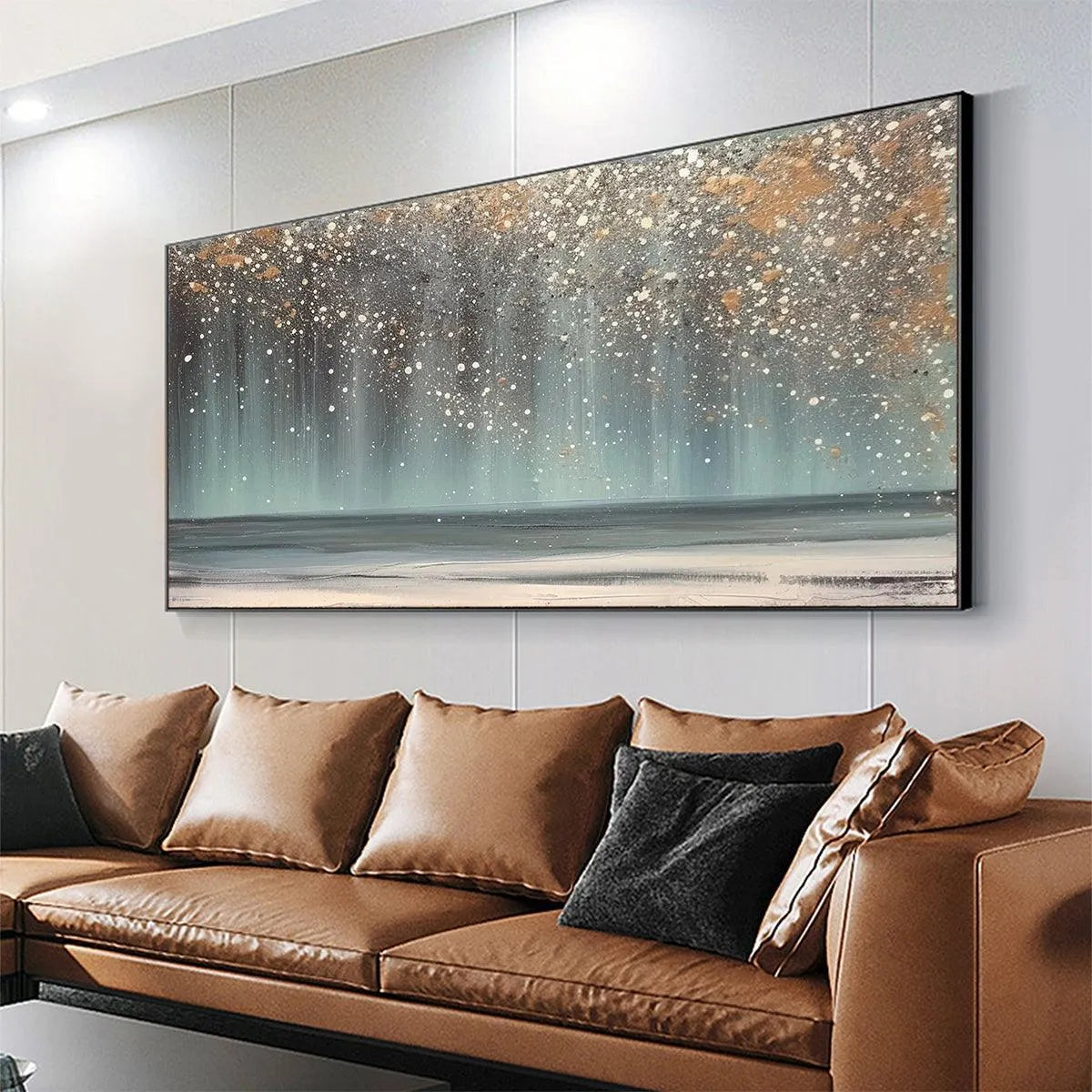 AURORA DUST: Textured Abstract Ocean Painting with Gold Accents