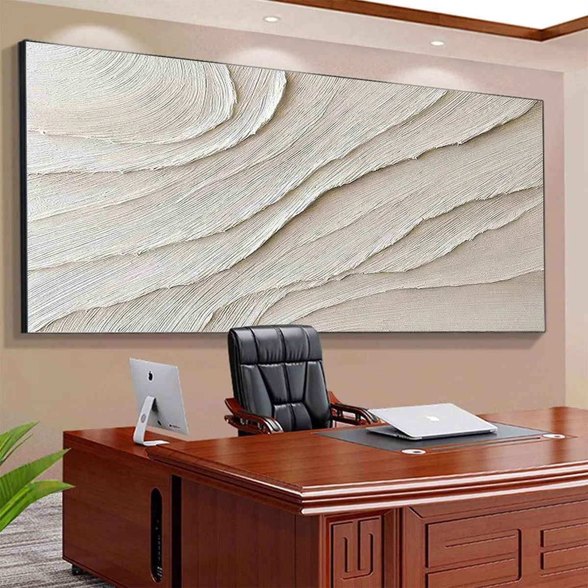 DESERT FLOW: Beige Abstract Minimalist Textured Painting for Living Room