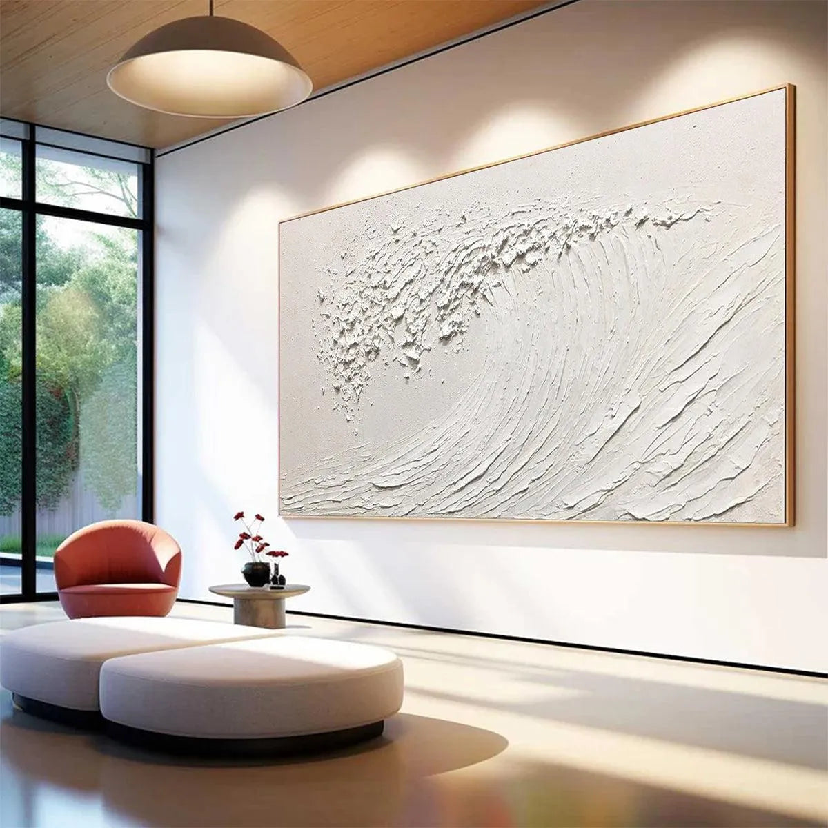 WHITE WAVE: Textured Minimalist Ocean Wave Painting in White