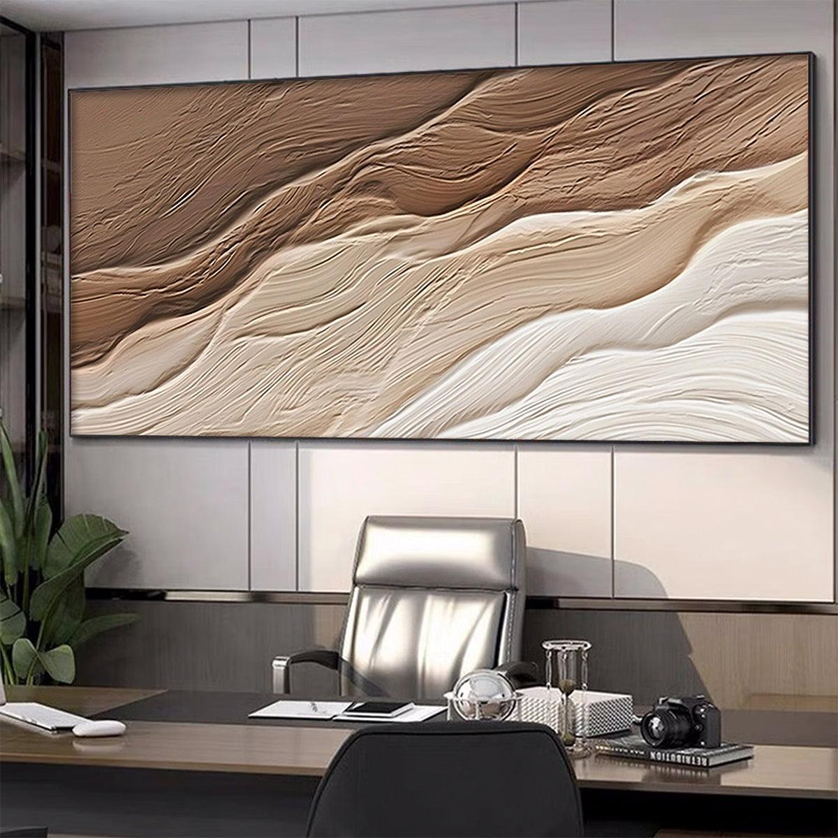 DESERT FLOW: Textured Abstract Landscape Painting in Brown and Beige