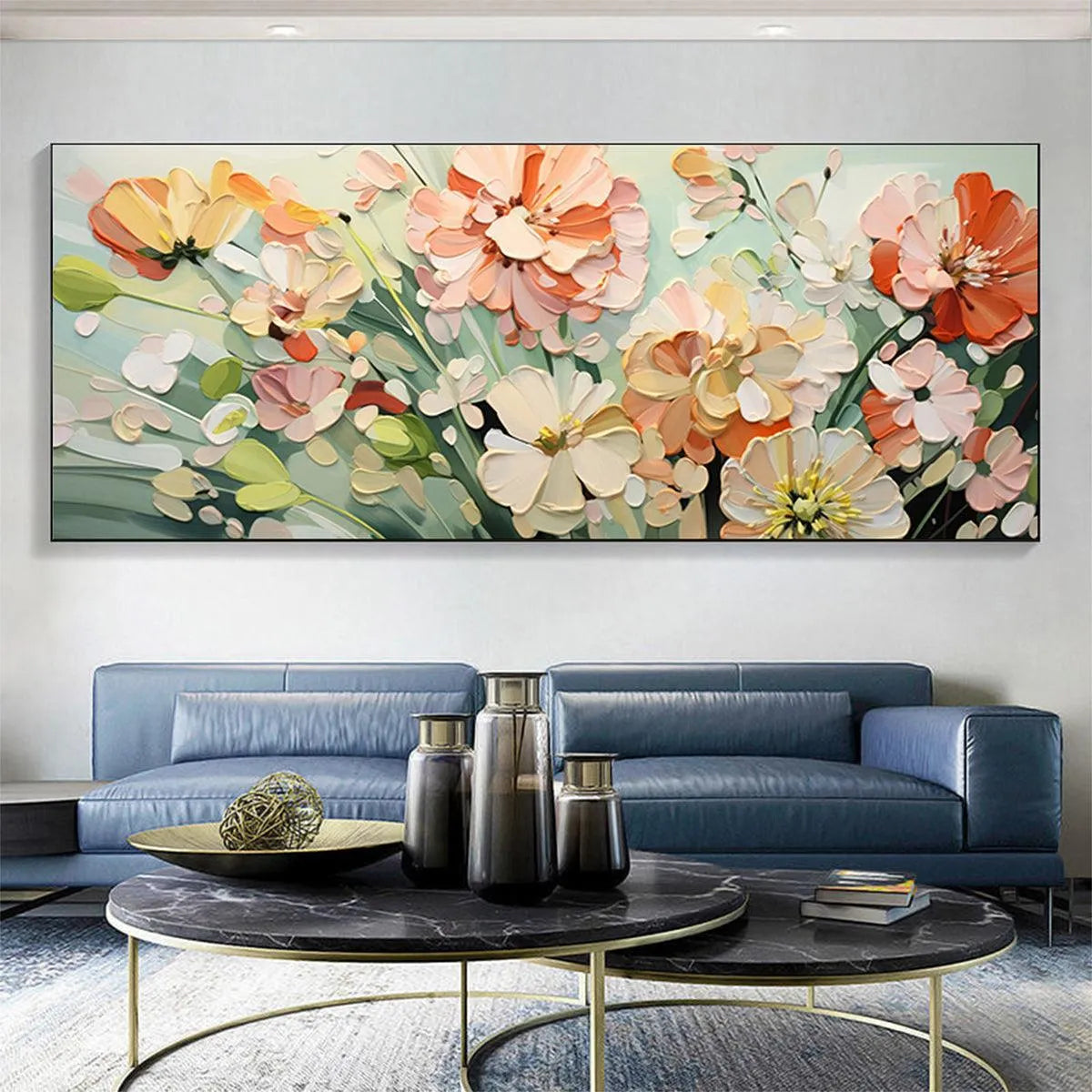 SUNKISSED GARDEN: Textured Floral Impasto Painting in Orange and White