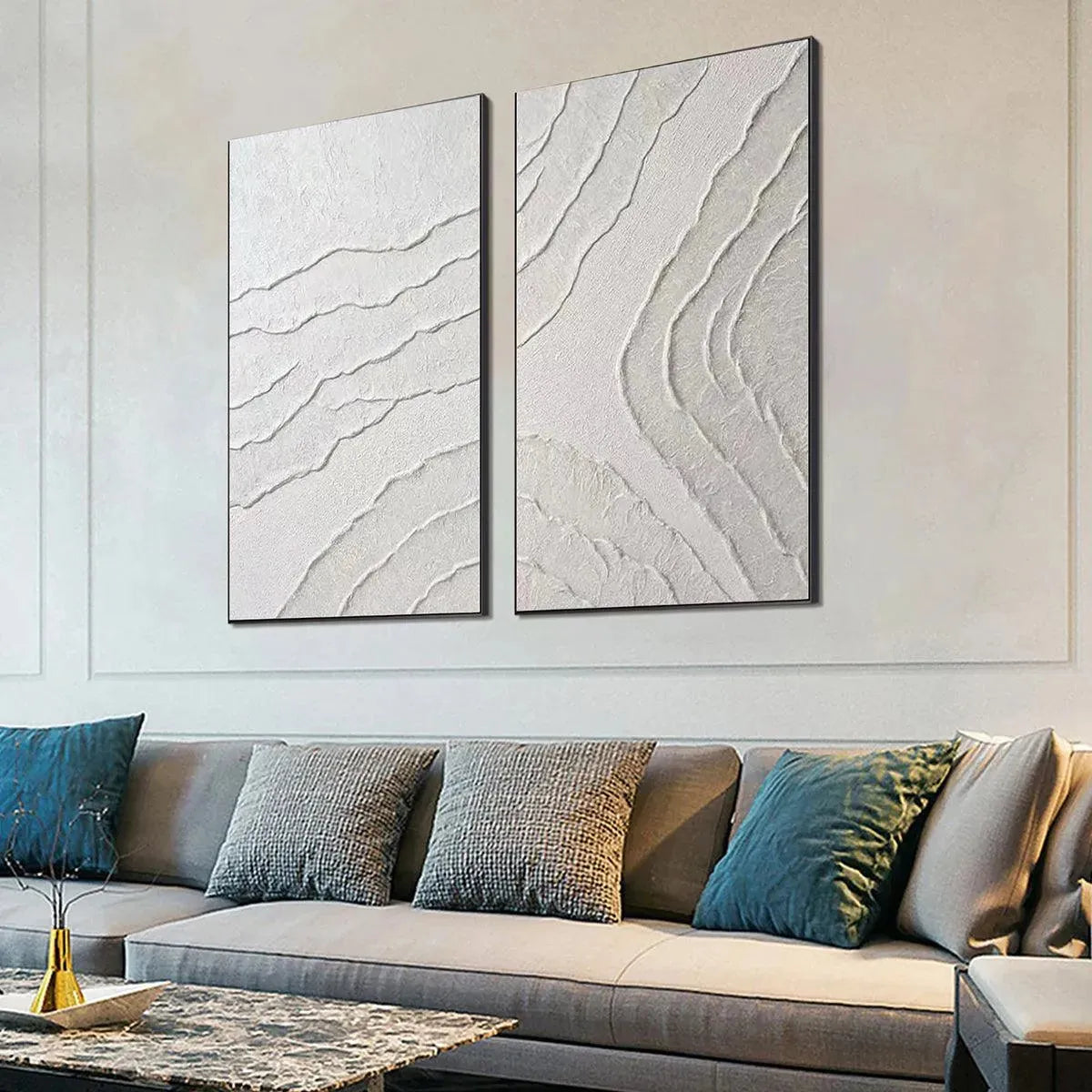 Textured White Art | Modern Diptych Wall Decor – MontCarta