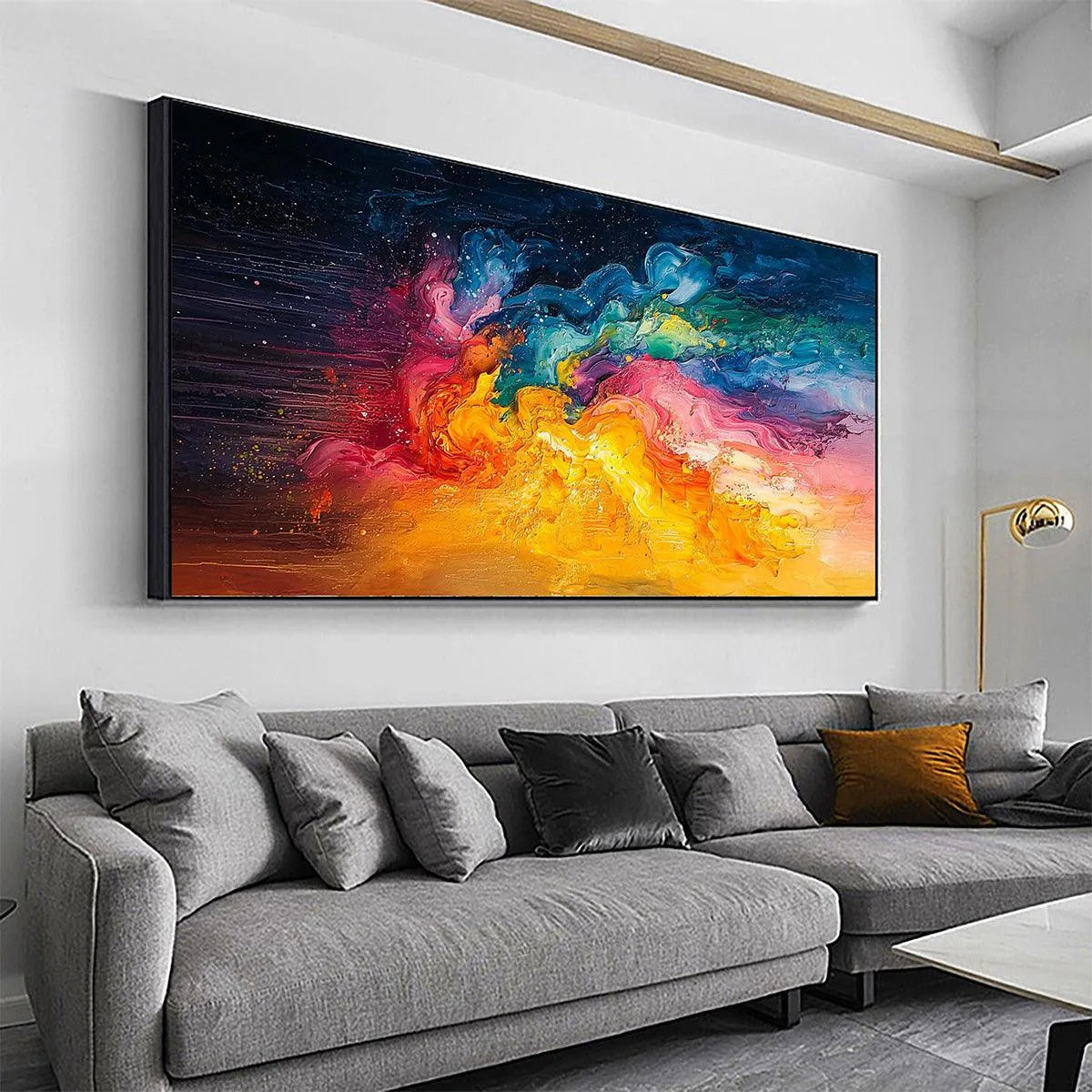 CHROMA NOVA: Panoramic Abstract Rainbow Oil Painting