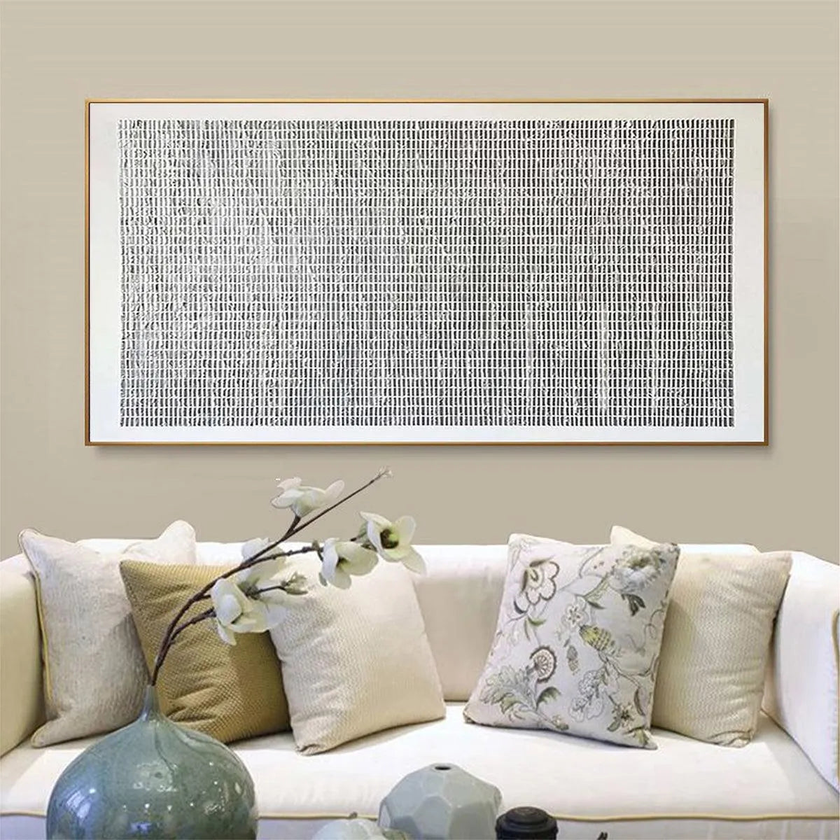 WOVEN TEXTURE: Minimalist Textured Painting in Grey and White