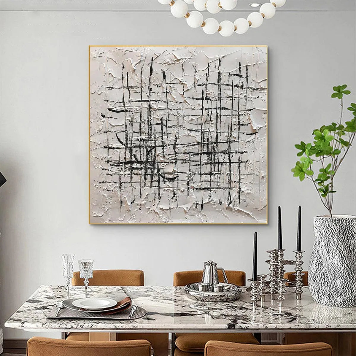 WOVEN LINES: Textured Minimalist Abstract Painting in Black and White