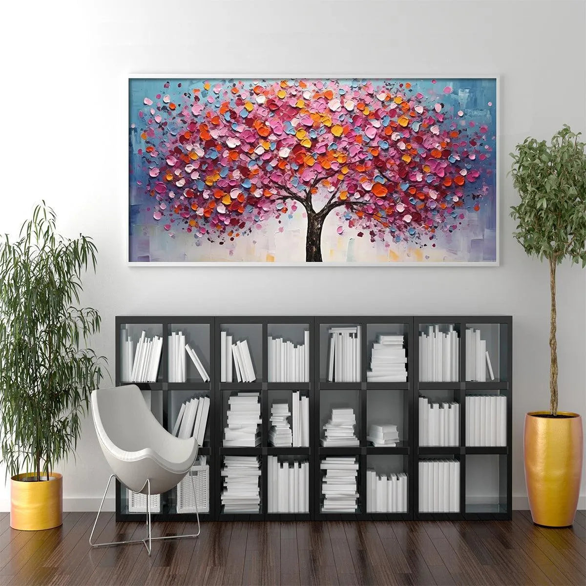 JEWEL TONES TREE: Textured Impasto Tree Painting in Vibrant Pink