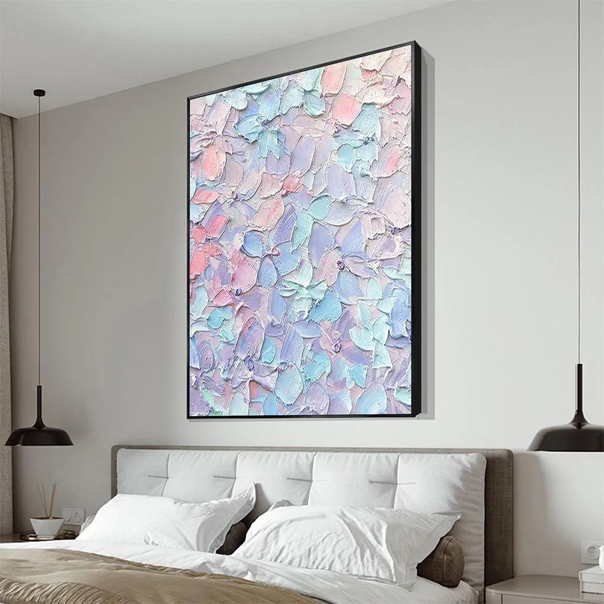 PASTEL DREAM: Textured Impasto Floral Painting in Pink, Blue, and Purple