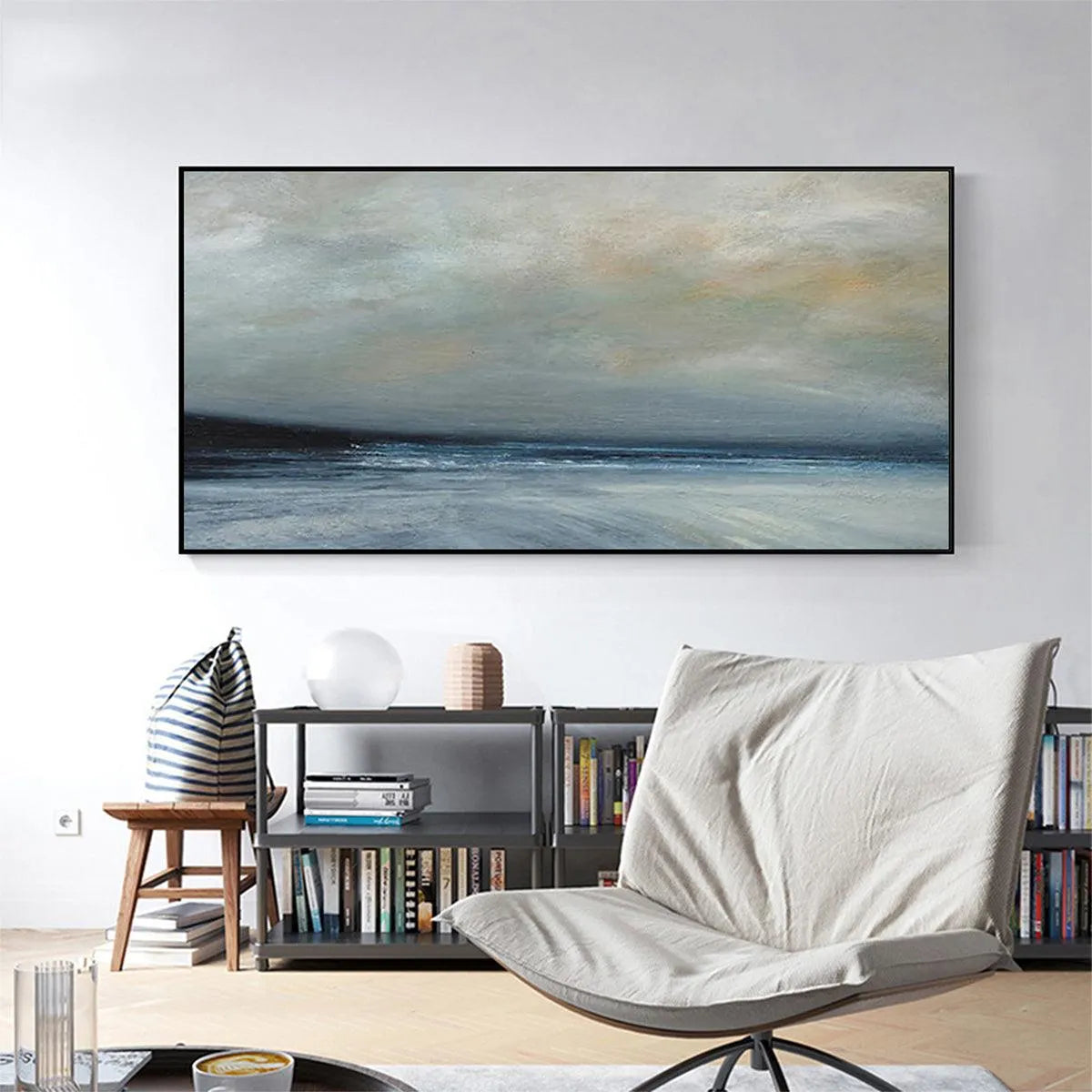 TWILIGHT COAST: Panoramic Coastal Landscape Painting, Horizontal Wall Art