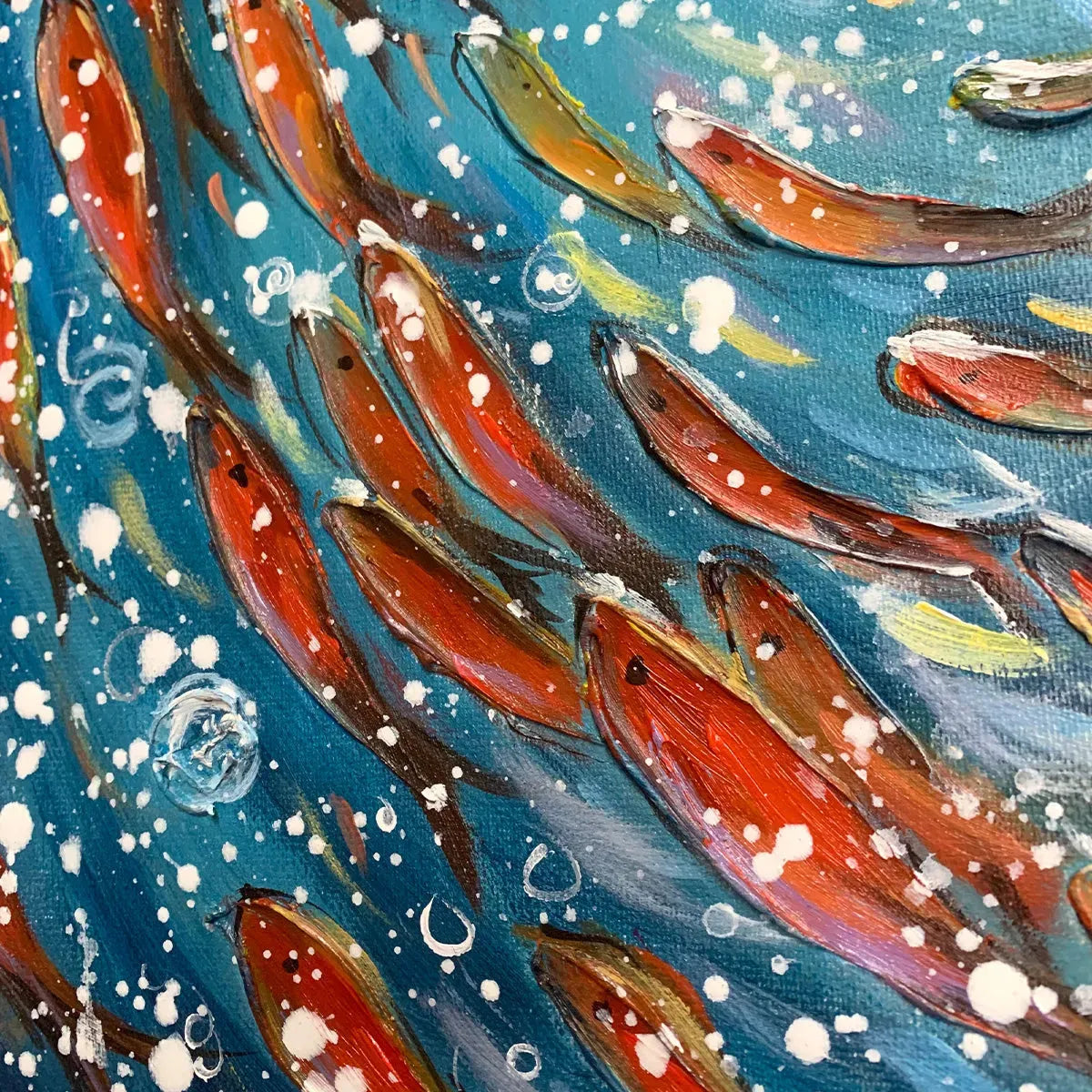 CORAL DANCE: Vibrant Underwater Fish Oil Painting