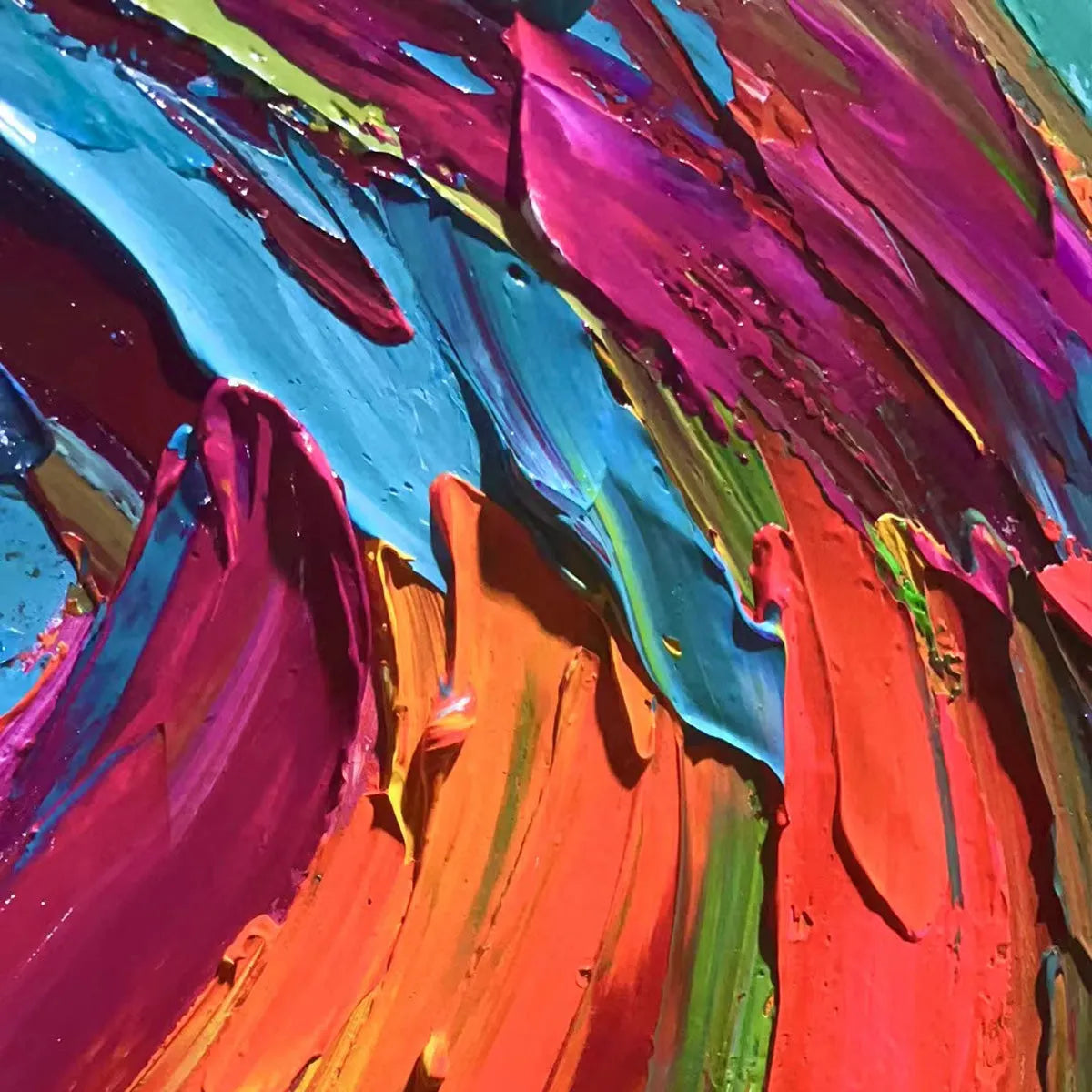 Colorful Whirlwind: Large Abstract Impasto Oil Painting Canvas Art