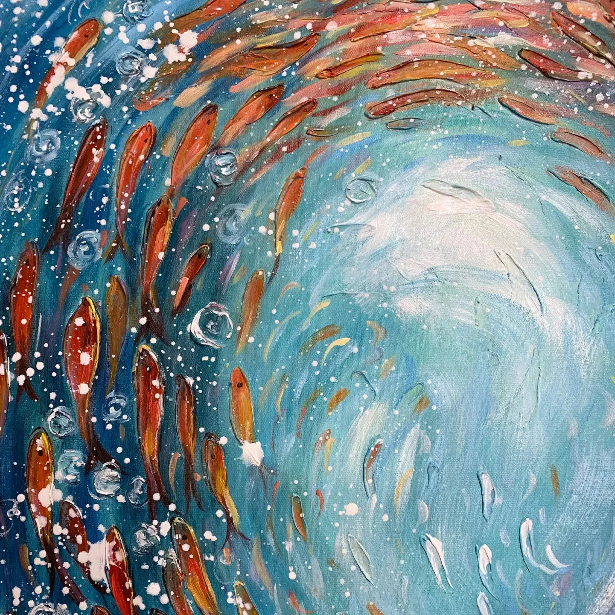 CORAL DANCE: Vibrant Underwater Fish Oil Painting