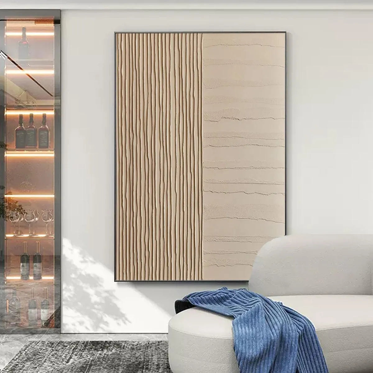 TEXTURED BEIGE LINES: Minimalist Textured Painting