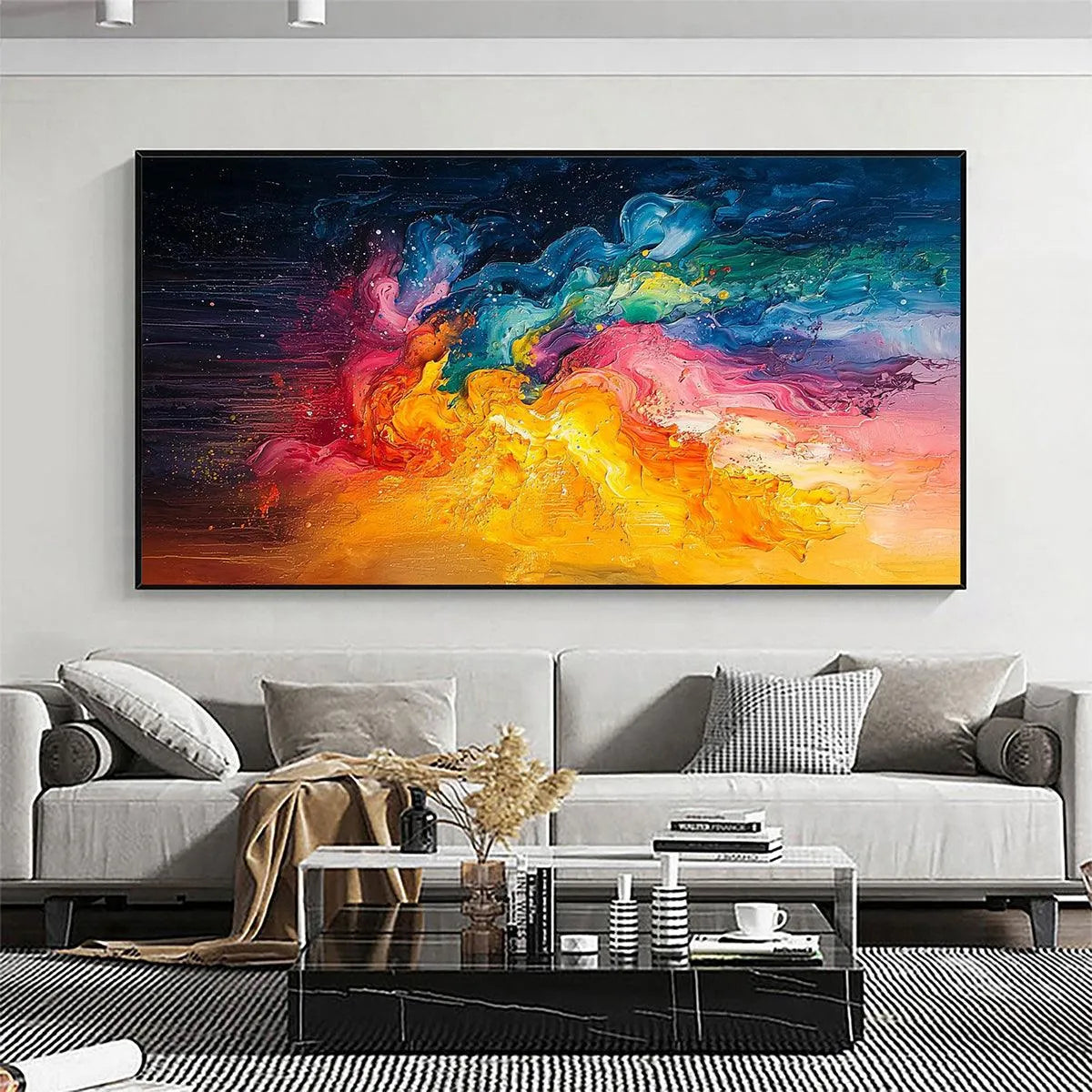 CHROMA NOVA: Panoramic Abstract Rainbow Oil Painting