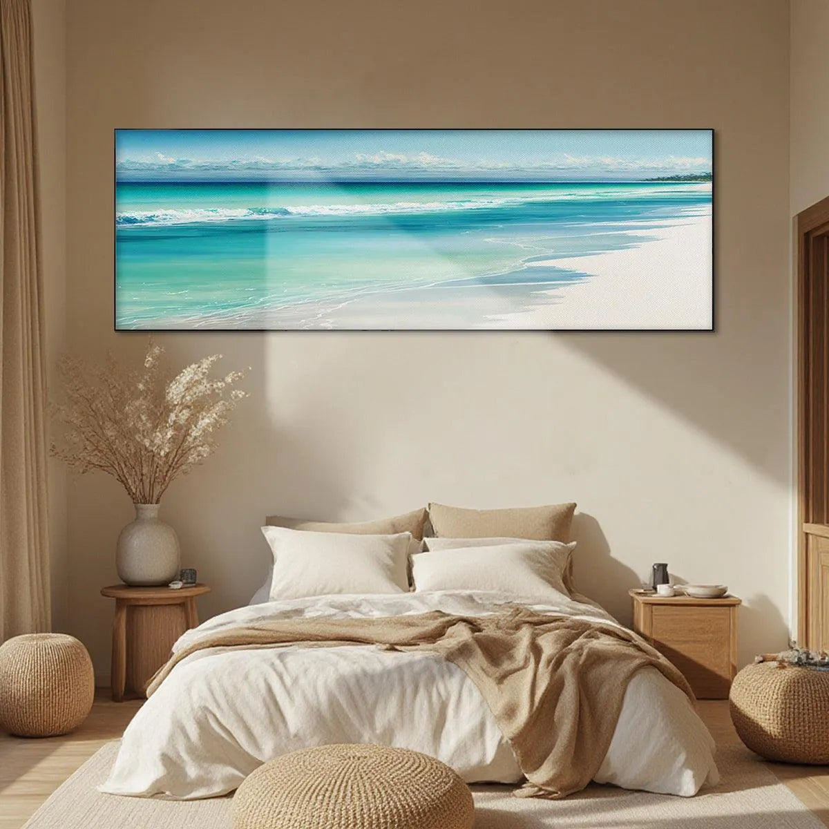 TURQUOISE DREAM PANORAMIC: Beach Painting, Panoramic Wall Art, Coastal Decor