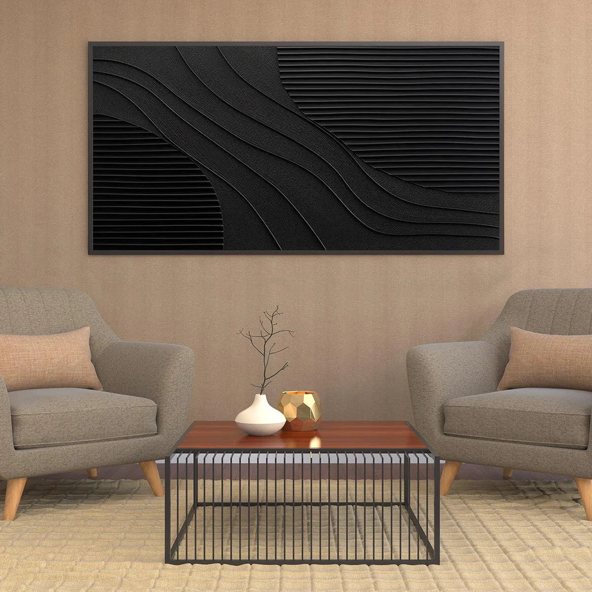 BLACK TEXTURE: Minimalist Textured Painting in Black