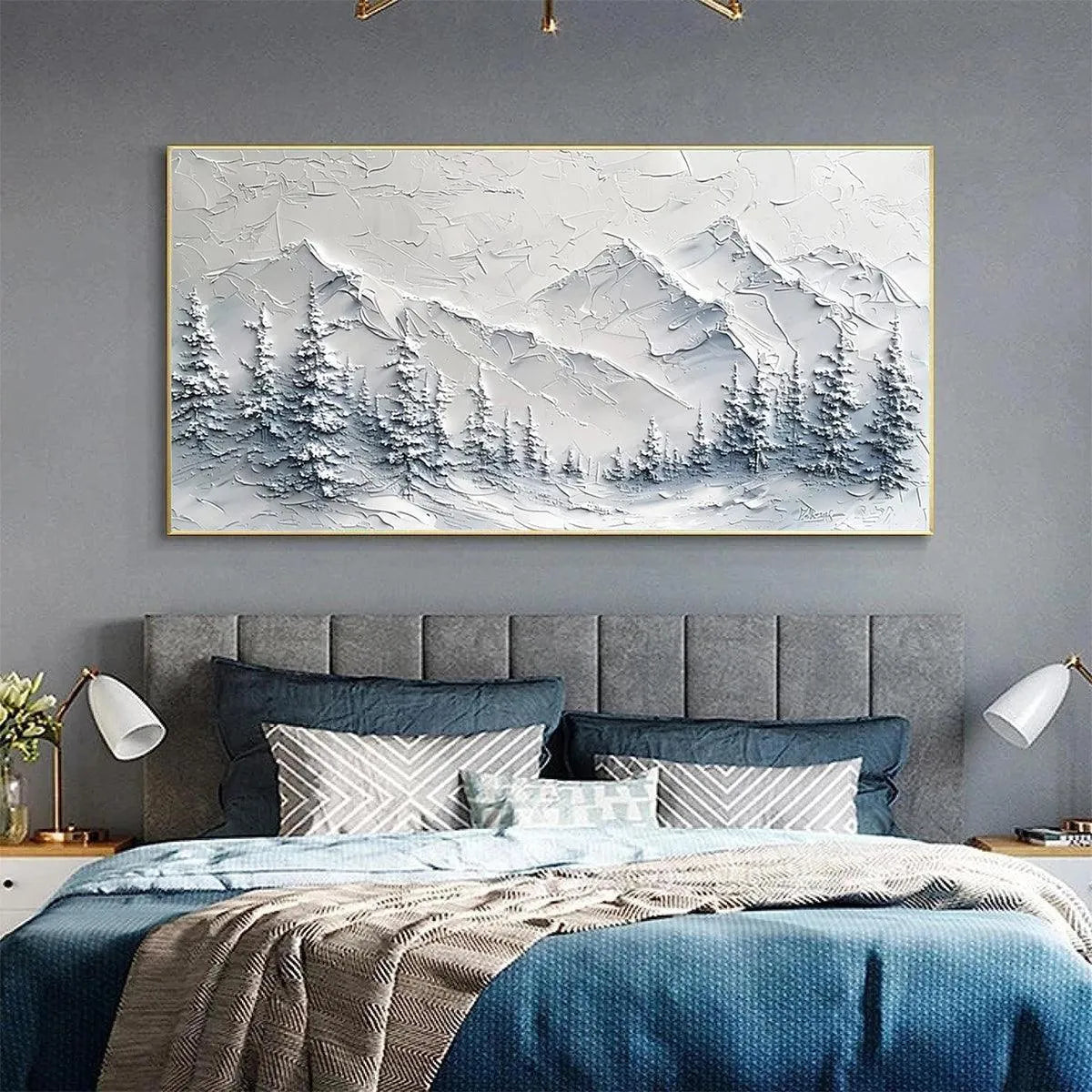 WINTER'S EMBRACE: Textured Winter Mountain Landscape Painting