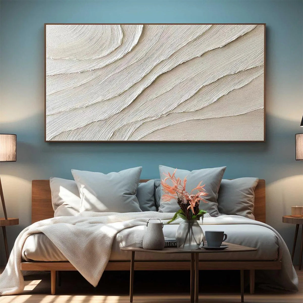 DESERT FLOW: Beige Abstract Minimalist Textured Painting for Living Room