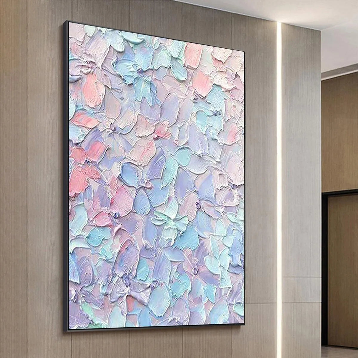 PASTEL DREAM: Textured Impasto Floral Painting in Pink, Blue, and Purple