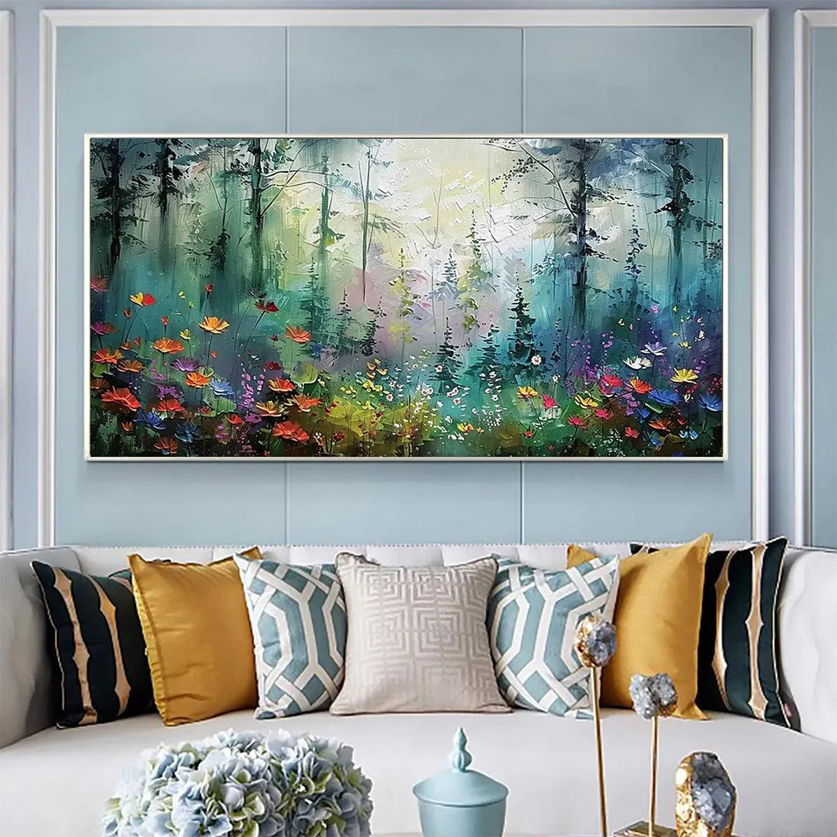 WHISPERING WOODS: Impressionistic Forest Landscape Painting with Colorful Wildflowers