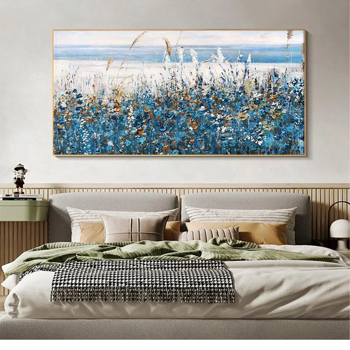 BLUE DUNES: Coastal Landscape Painting with Blue Flowers