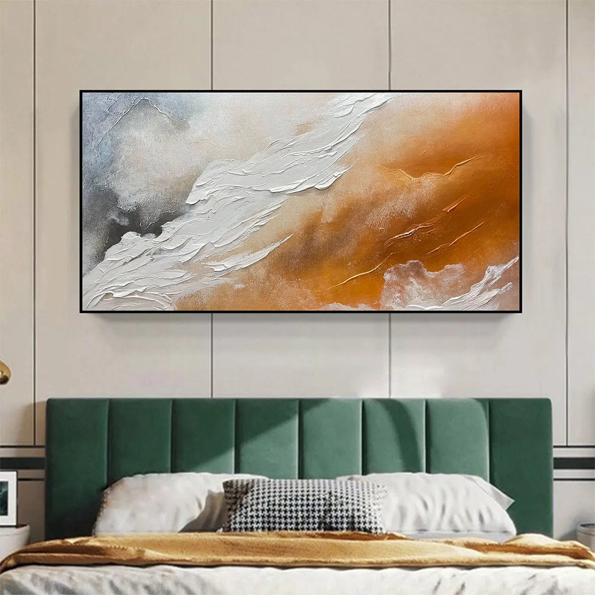 DESERT FLOW: Abstract Landscape Painting in Orange, White, and Grey, Textured Canvas, Modern Wall Art