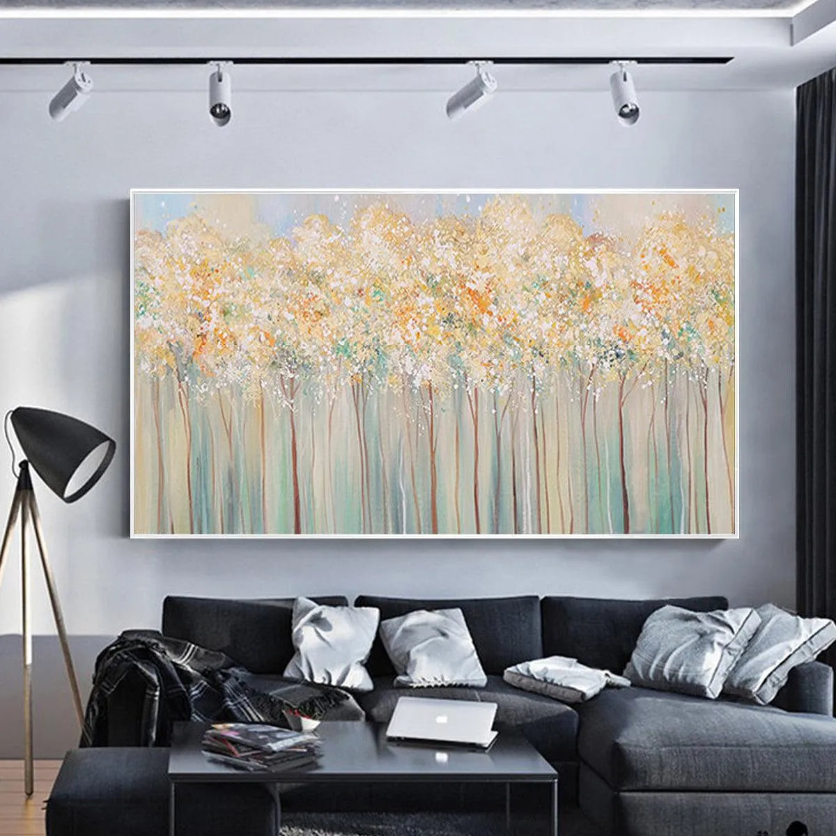 ASPEN GLOW: Panoramic Abstract Forest Landscape Oil Painting