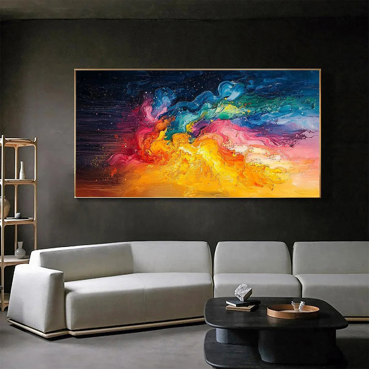 CHROMA NOVA: Panoramic Abstract Rainbow Oil Painting