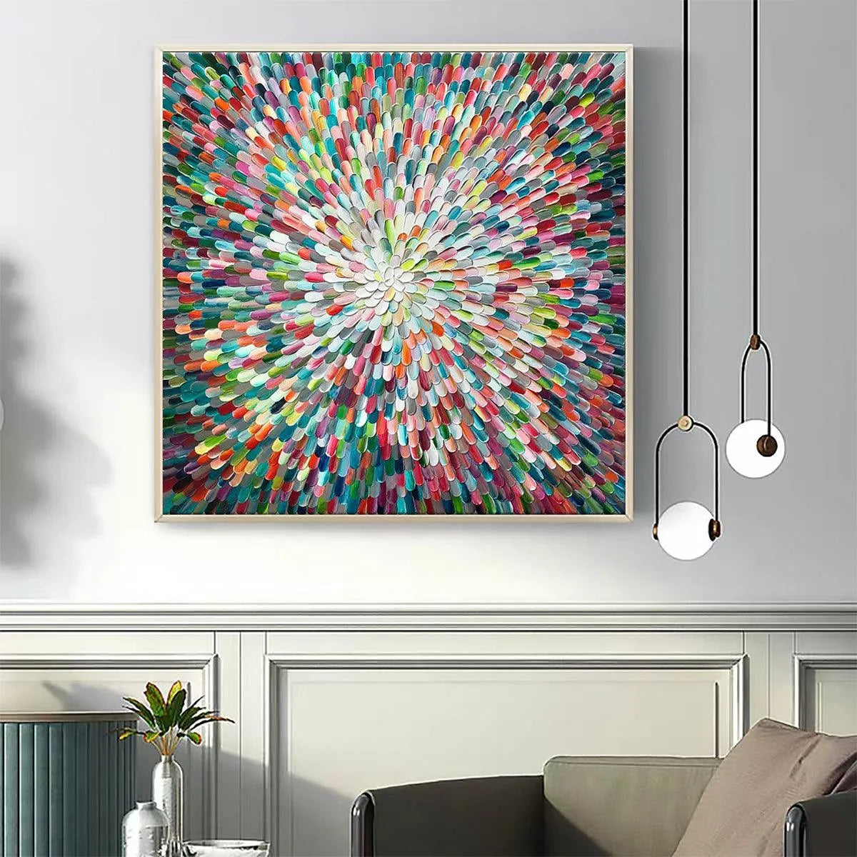 RADIANT BLOOM: Colorful Abstract Impasto Oil Painting